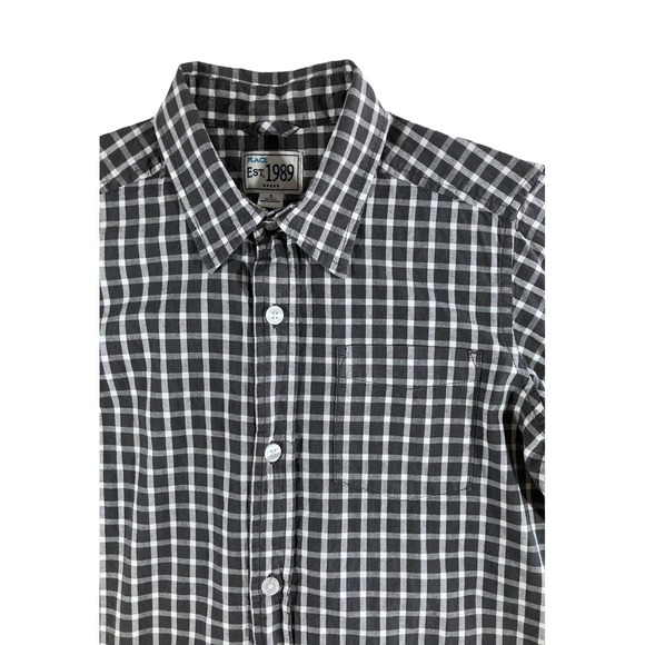 PLACE Size 10 12 Boys DRESS SHIRT Children's Place Plaid Button Up Black White - Picture 3 of 11